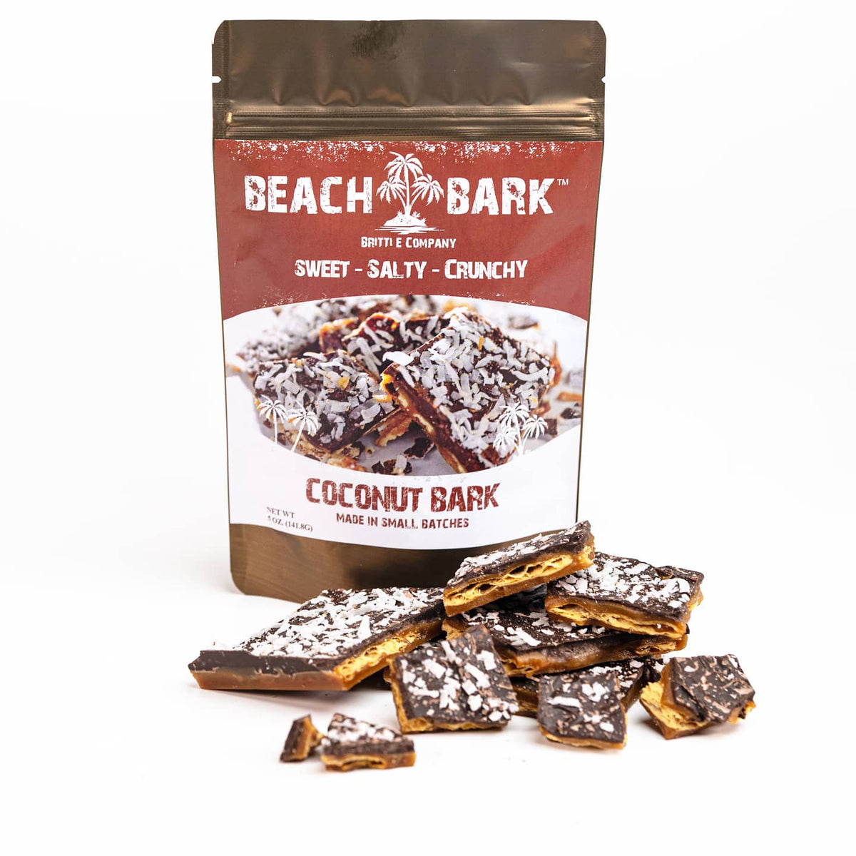 Coconut BEACH BARK® 5 oz or 1/2 lb Bags The BEACH BARK®Brittle Company